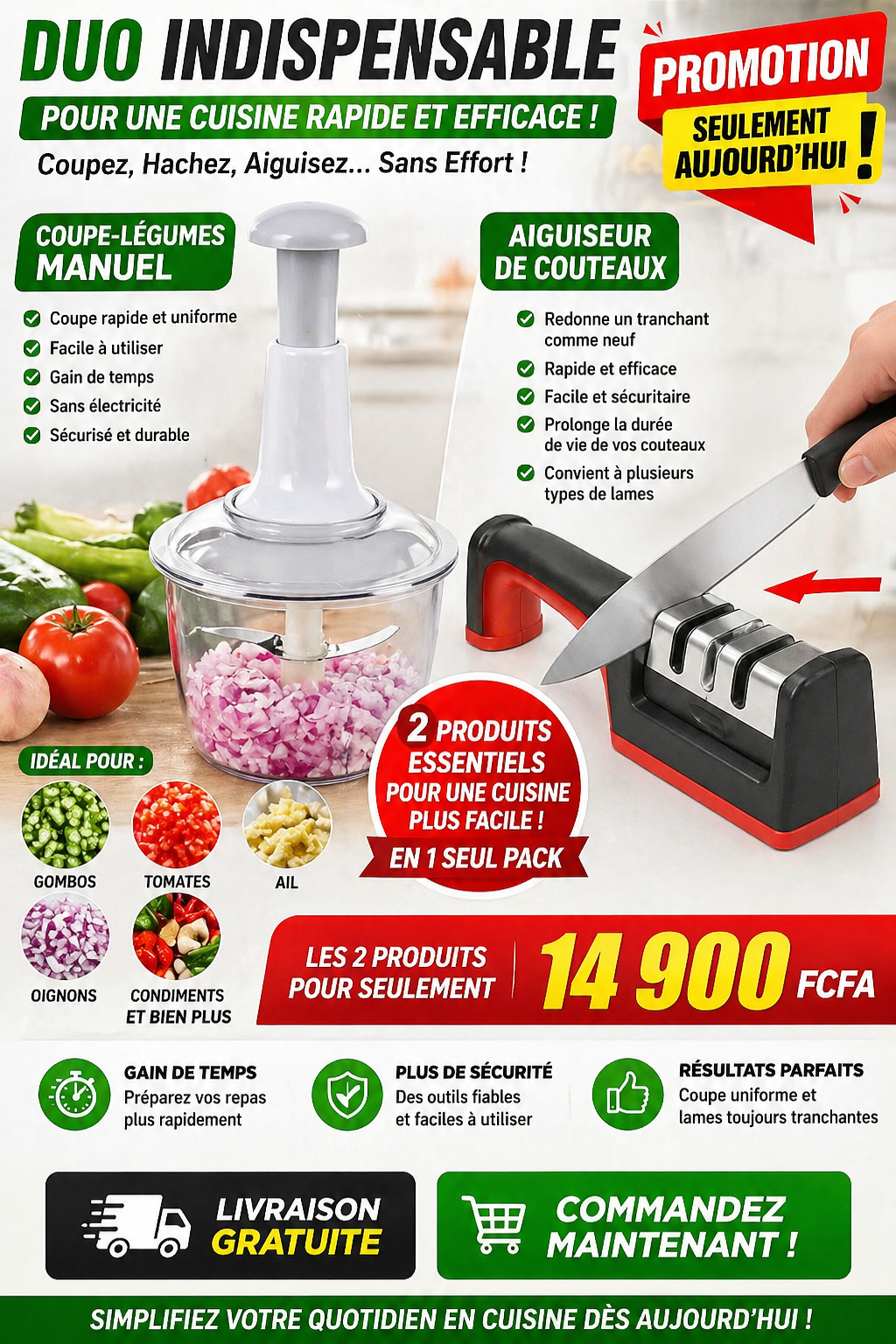 HACHOIR MANUEL PRO + AIGUISEUR DE COÛTEUX