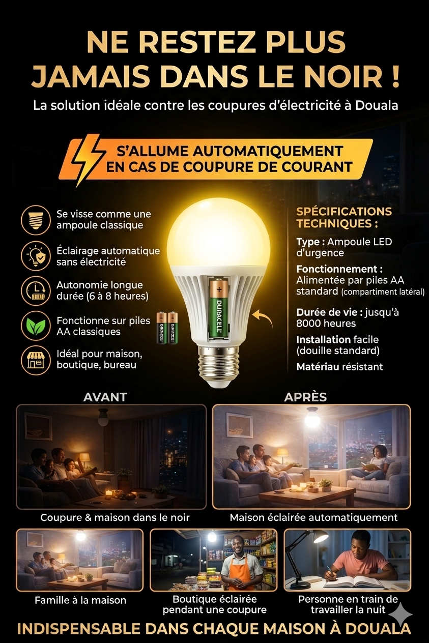 Ampoule LED d'Urgence Anti-Coupure – S'allume automatiquement